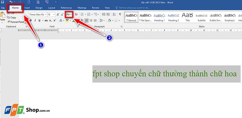 Chuyển chữ thường thành chữ hoa trong Word - 06
