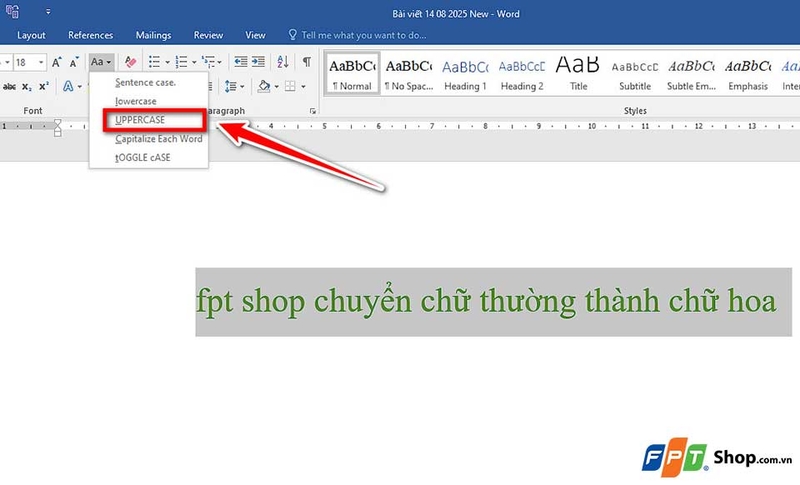 Chuyển chữ thường thành chữ hoa trong Word - 05