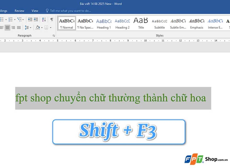 Chuyển chữ thường thành chữ hoa trong Word - 03