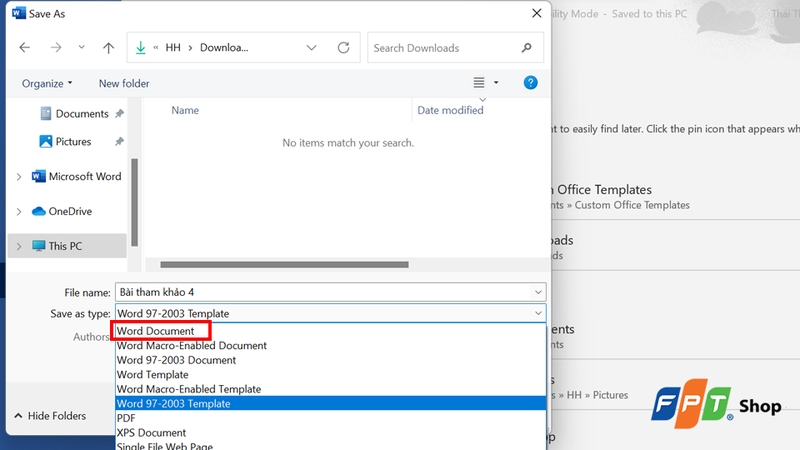 Word Document chính là định dạng docx mới nhất