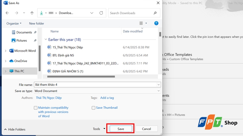 Nhấn Save để hoàn tất