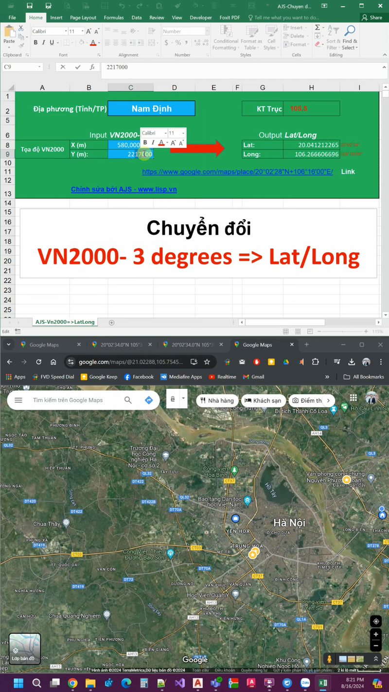 chuyển tọa độ Google Map sang vn2000 online - Hình 4
