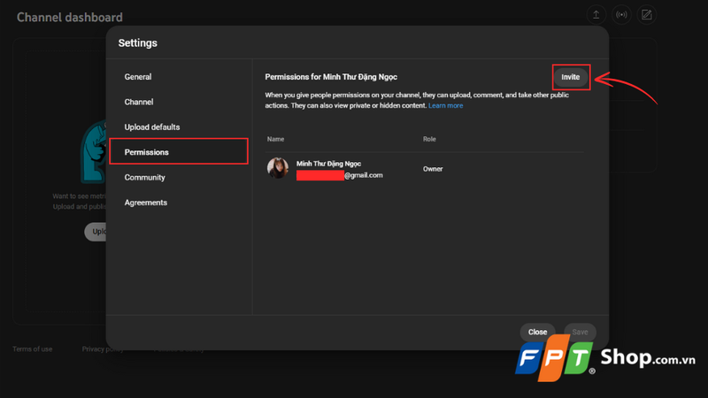 Cấp quyền truy cập vào kênh YouTube 3