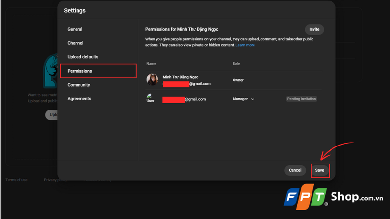 Cấp quyền truy cập vào kênh YouTube 5