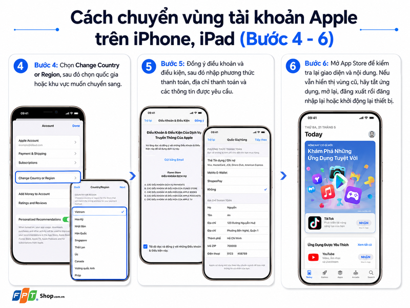 chuyển vùng tài khoản Apple trên iPhone, iPad 2