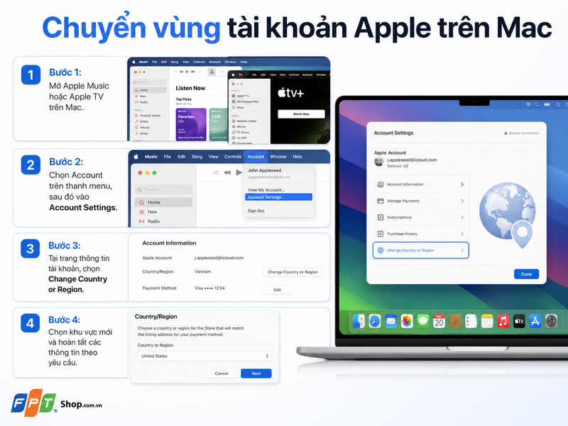 chuyển vùng tài khoản Apple trên iPhone, iPad 4