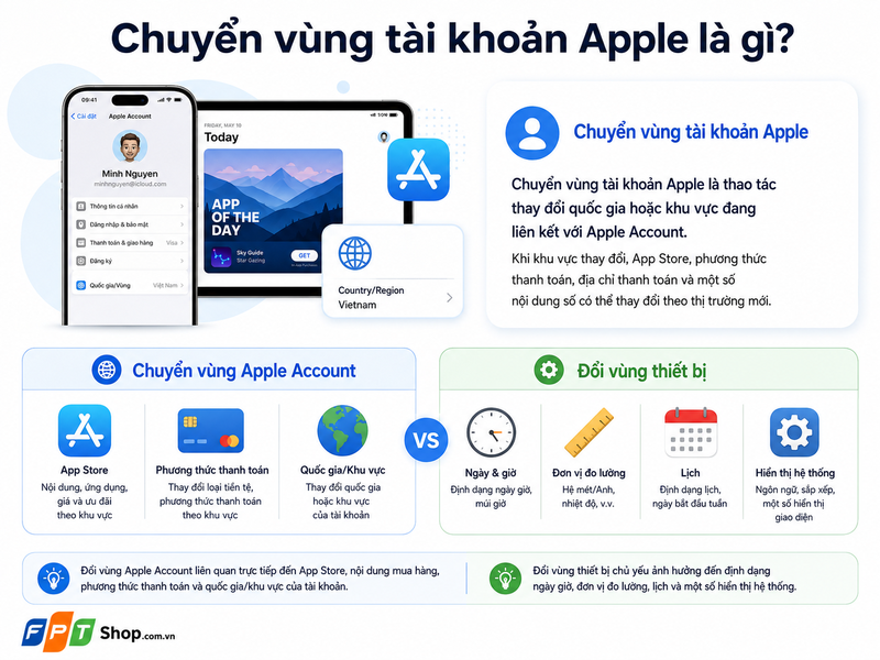 chuyển vùng tài khoản Apple trên iPhone, iPad 6