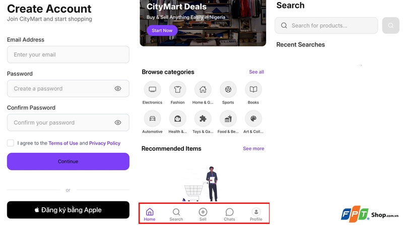 Đăng ký tài khoản và bắt đầu sử dụng CityMart: Buy and Sell