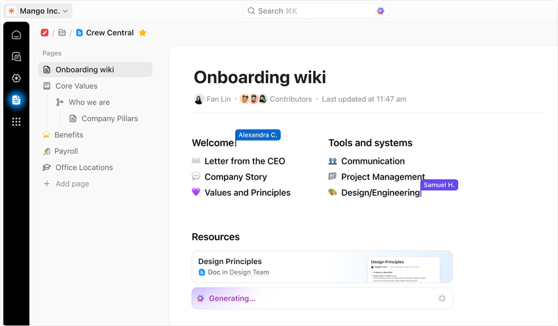 ClickUp Docs và Wiki
