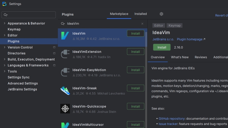 Tích hợp terminal và chế độ Vim-emulation