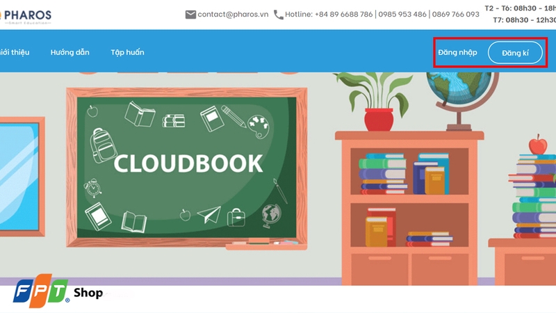 Chọn nút "Đăng nhập" trên thanh menu