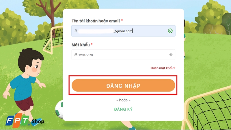 Nhập tên tài khoản và mật khẩu