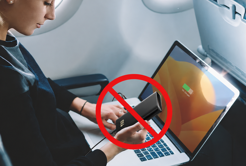 Không được dùng sạc dự phòng để sạc trên máy bay
