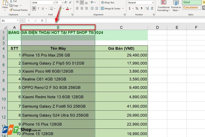 Cố định cột trong Excel - Ảnh 03