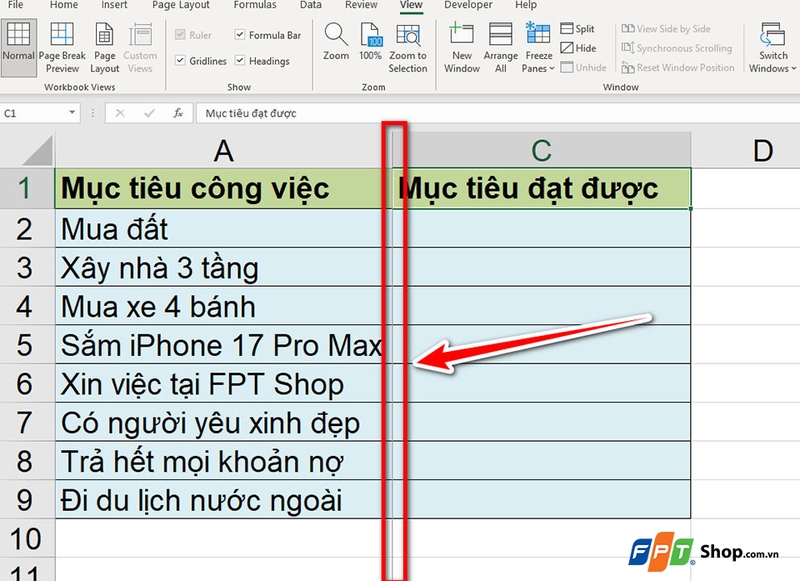 Khoá cột trong Excel - 06