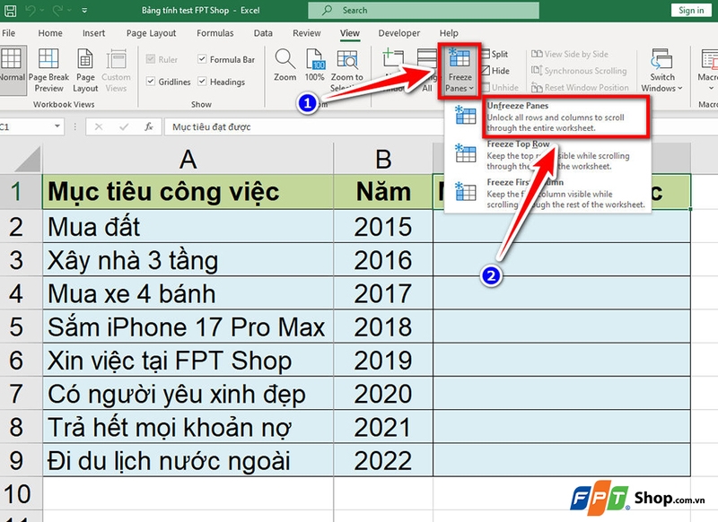 Khoá cột trong Excel - 05