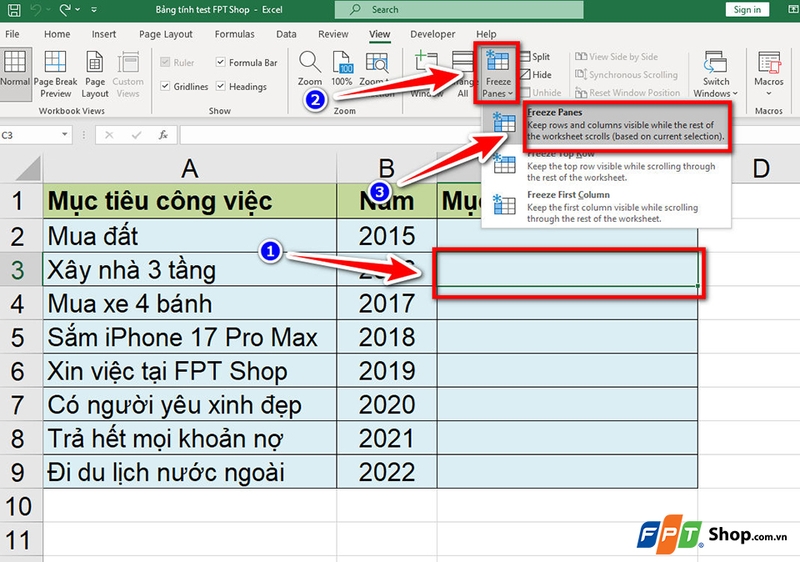 Khoá cột trong Excel - 03