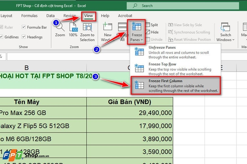 Cố định cột trong Excel - Ảnh 07