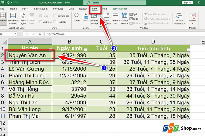 Cách tạo tiêu đề bảng tính Excel - 03