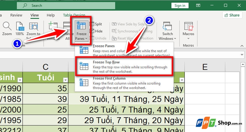 Cách tạo tiêu đề bảng tính Excel - 04
