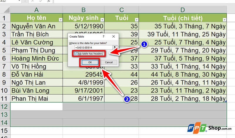 Cách tạo tiêu đề bảng tính Excel - 09