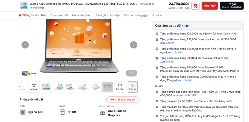 Đi kèm nhiều quà tặng giá trị