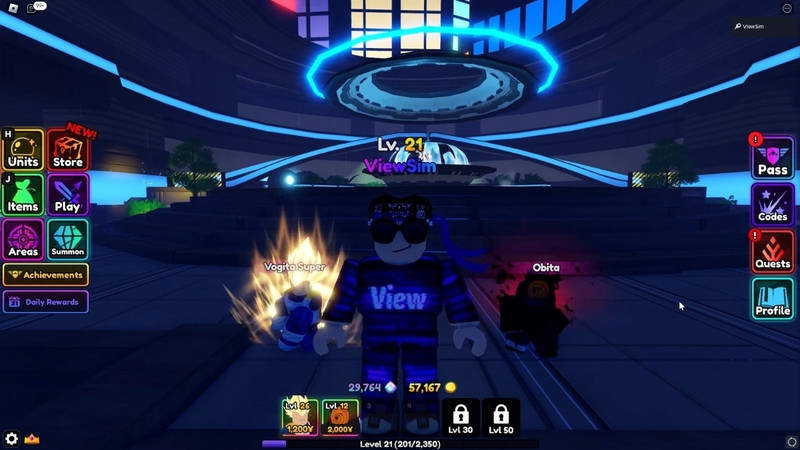 giao diện chính của Anime Vanguards -