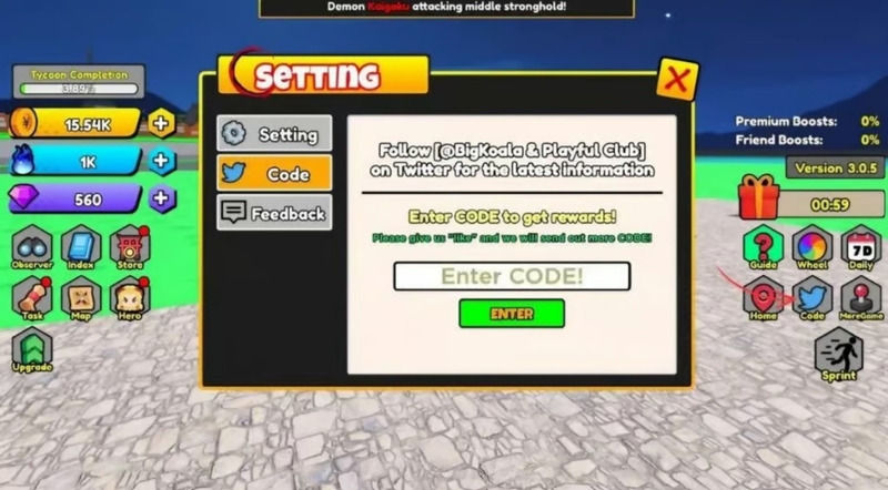 code Demon Slayer War Tycoon hình 4
