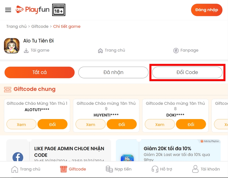 Code Alo Tu Tiên Đi hình 5