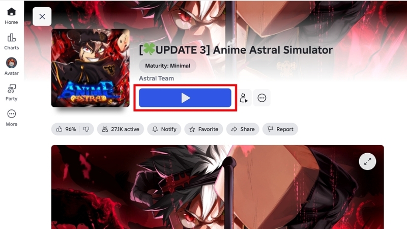 truy cập vào game Anime Astral Simulator