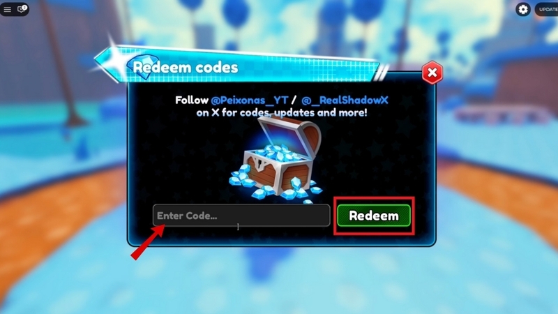 Nhập code và chọn Redeem
