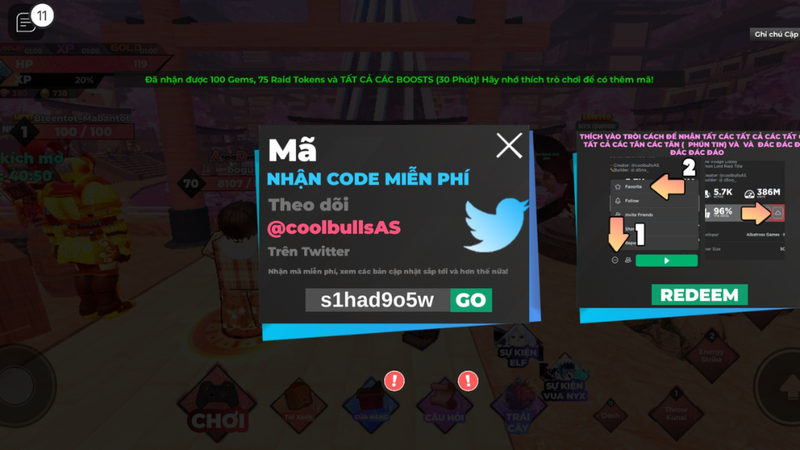 Nhập code thành công