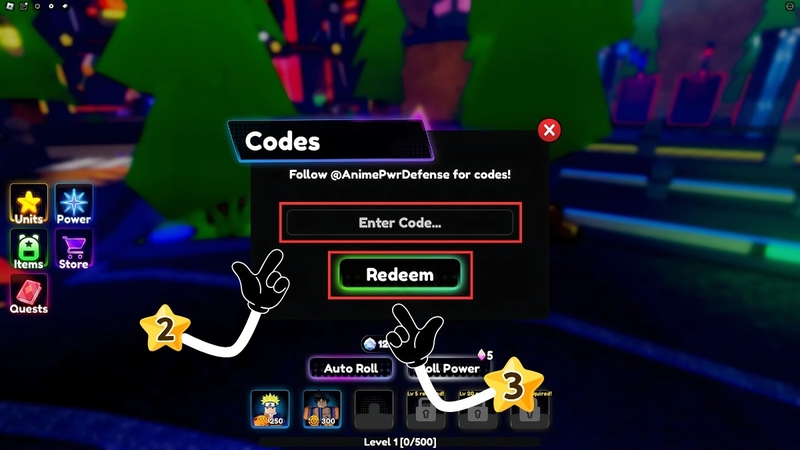 code Anime Power Defense 3