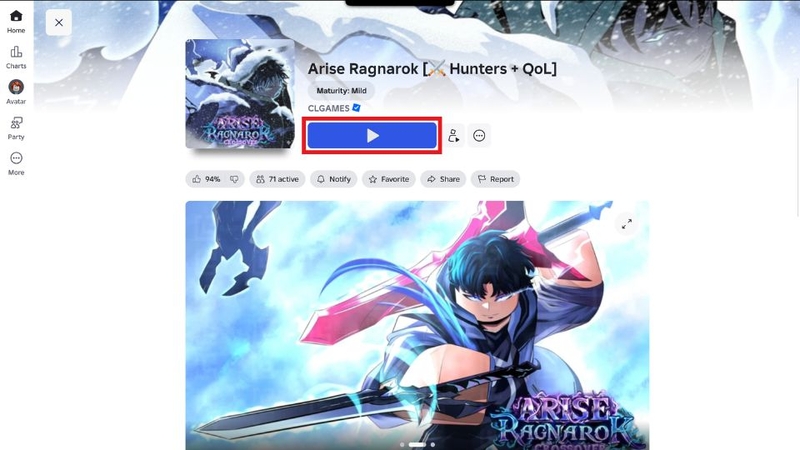 Mở game Arise Ragnarok