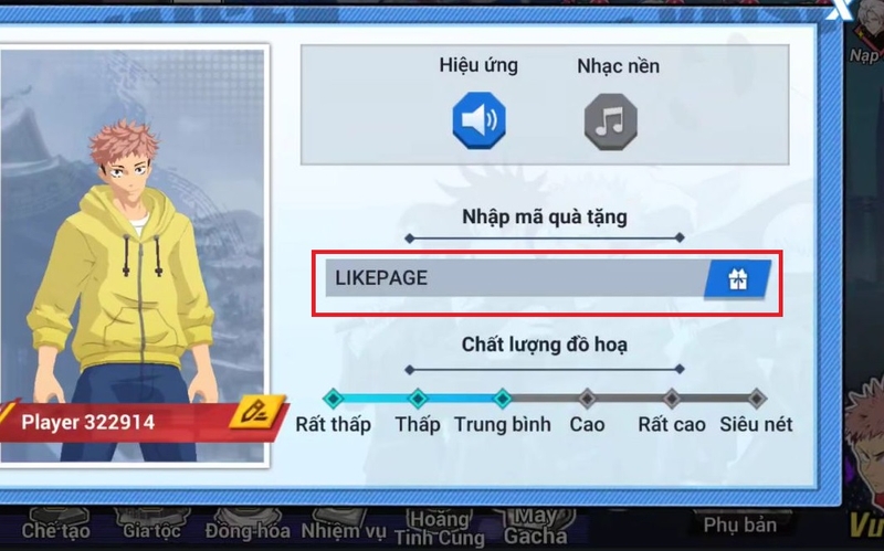 Nhập mã quà tặng Chú Thuật Đại Chiến