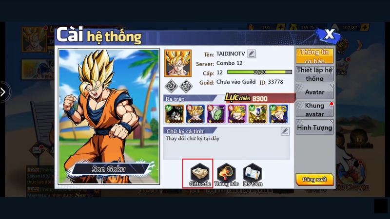 code combo thức tỉnh hình 8