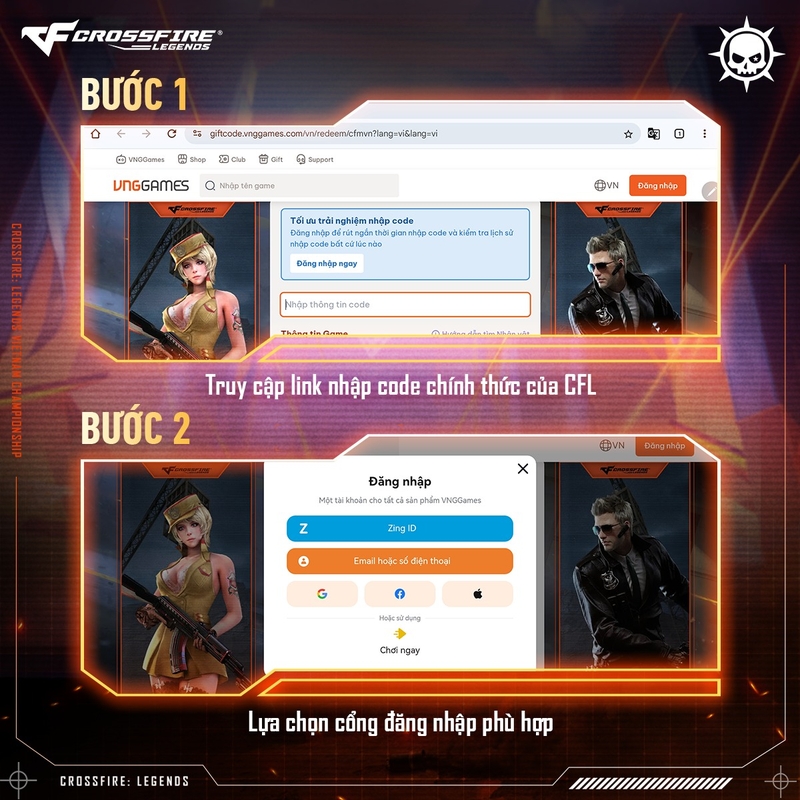 cách nhập code Crossfire: Legends bước 2