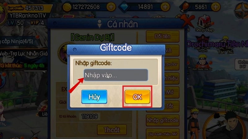 Nhập code Đại Chiến Lục Đạo