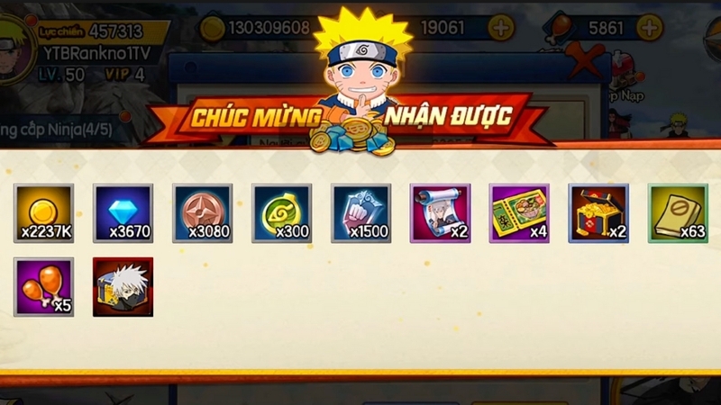 Thông báo nhận quà thành công