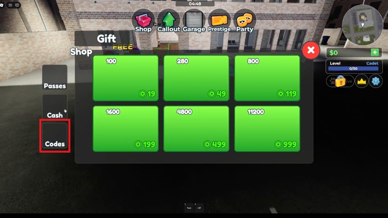 Bước 3: Chọn mục nhập giftcode