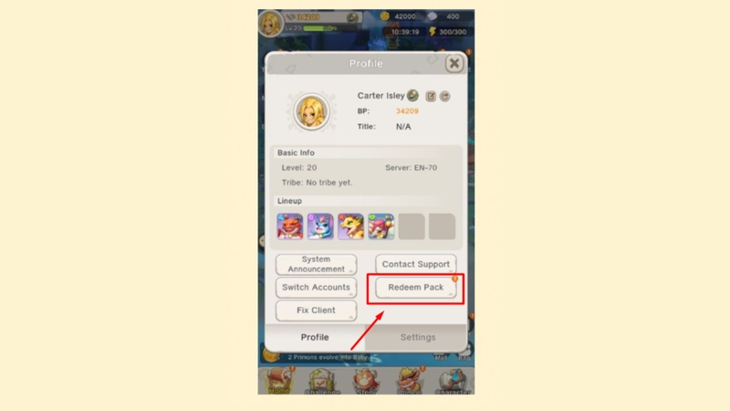 Mở mục “Redeem Pack” hoặc "Đổi gói quà"