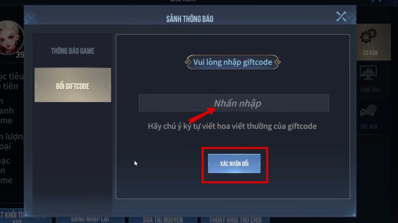 Nhập mã code Kỳ Tích Trở Lại