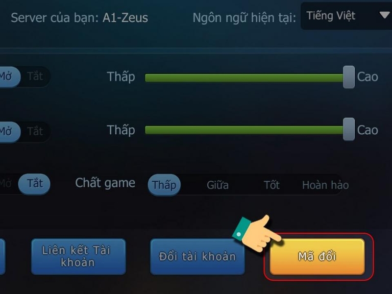 Thao tác nhập code game nhận quà