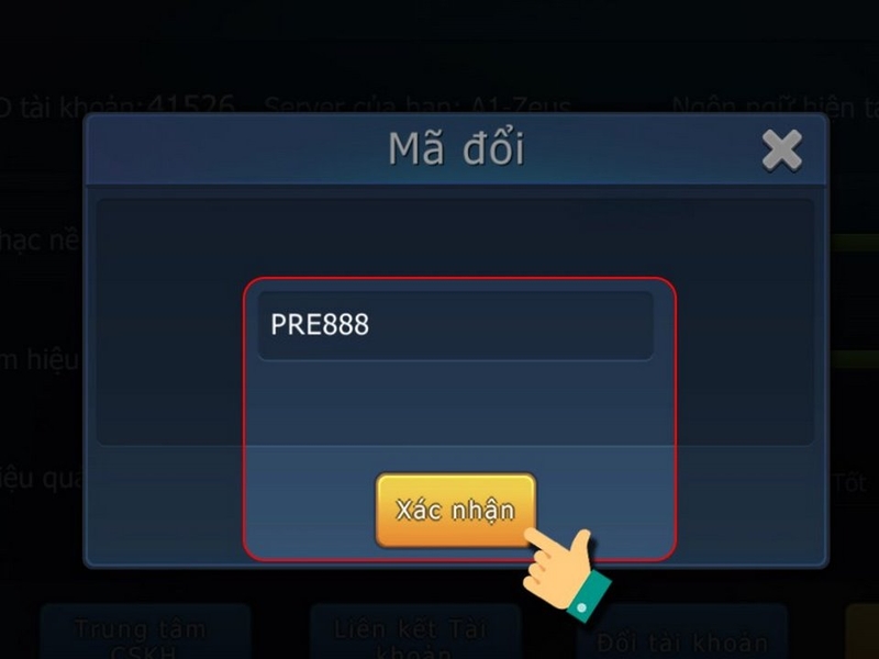 Xác nhận bước nhập code game chính xác