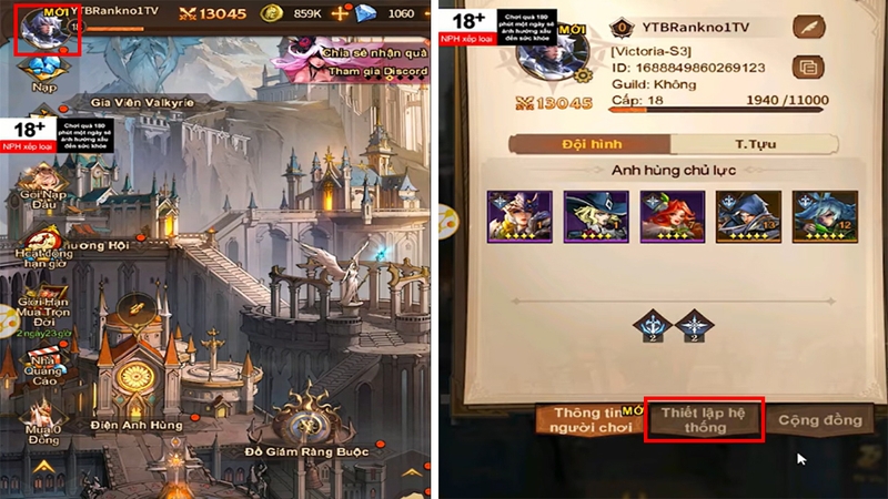 Chọn mục “Thiết lập hệ thống”