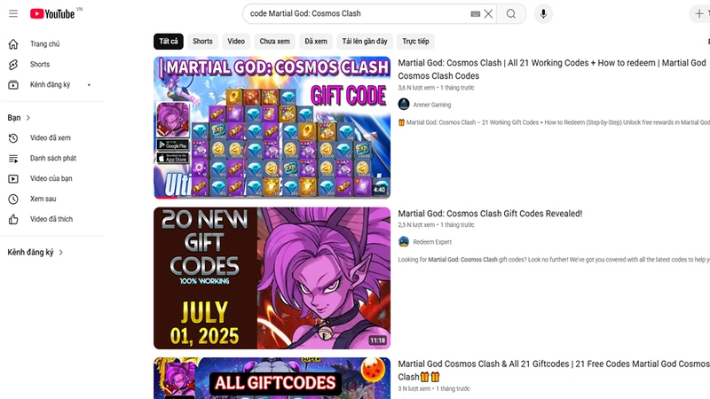 Theo dõi video, livestream của YouTuber game