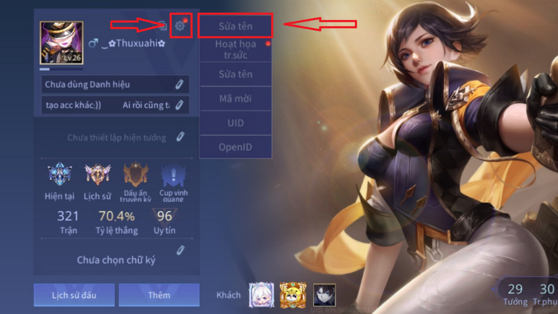 Triển khai phần sửa chữa thông tin tên game