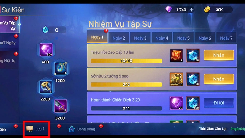 Nhấn vào phần Lưu ý