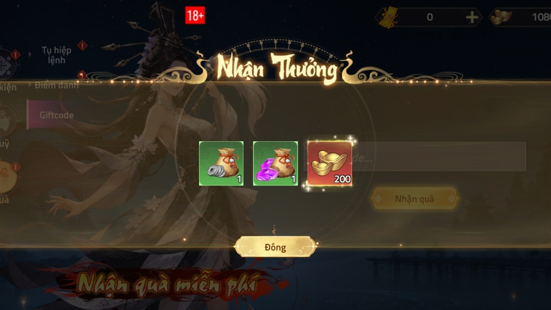 Kiểm tra phần thưởng sau khi đổi code