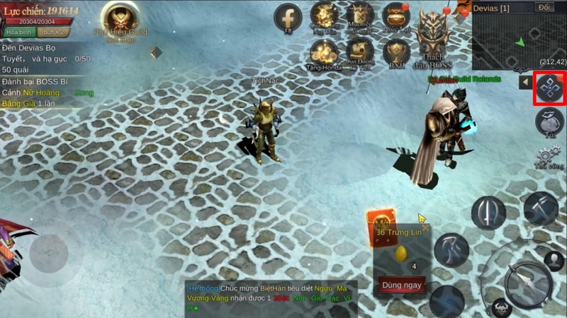 Vào game nhấn biểu tượng phi tiêu